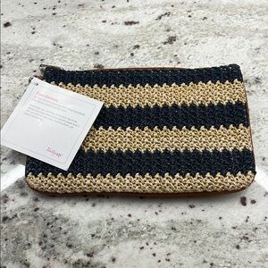 Thirty One 31, Rubie Mini, Navy Striped Straw, Zipper Pouch, NWT